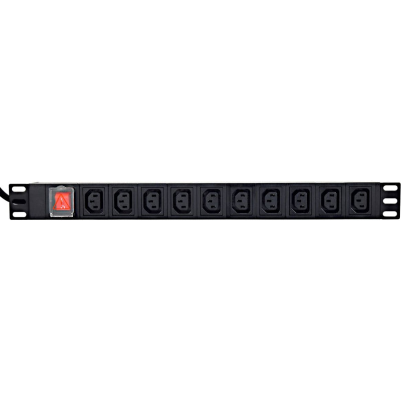 Gembird EnerGenie EG-PDU-10C132C19 barošanas bloks (PDU), 10 gab. C13 ligzdas, 1U, 16A, C20 spraudnis, 2 m kabelis, melns