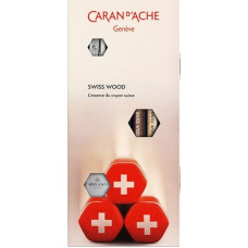 Caran D`arche Zestaw ołówków CARAN D'ACHE SWISS WOOD, HB, 2szt + gumka i temperówka, mix kolorów