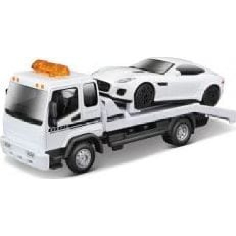 Bburago Str. Fire Tow Truck W Jaguar F-Type R 1:43 BBURAGO