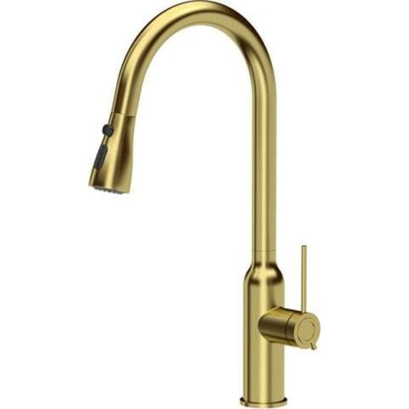 Quadron Bateria kuchenna QUADRON JESSICA Q Line Pull out shower SteelQ stalowa bateria kuchenna z wyciąganą wylewką i funkcją prysznica Nano PVD złoty