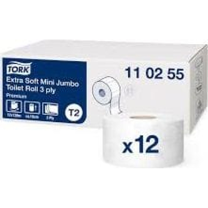 Tork Papier toaletowy Mini Jumbo Premium biały extra miękki 120m 12 szt.