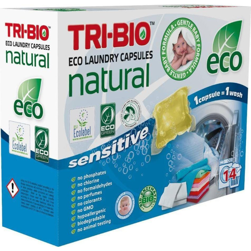 Tri-Bio TRI-BIO, Naturalne eko kapsułki do prania Sensitive, 14 sztuk