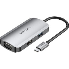 Vention Stacja/replikator Vention Stacja dokująca USB-C do HDMI, VGA, USB 3.0, PD 0,15m Vention TOAHB szary