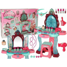 Import Leantoys Zestaw Piękności Toaletka z Lustrem Światła Dźwięk Biżuteria Ciemny Róż
