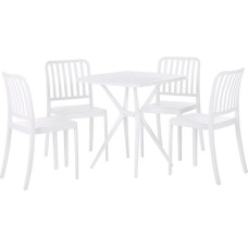 Beliani Zestaw ogrodowy stół i 4 krzesła biały SERSALE