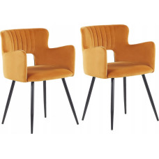 Beliani 2 krzesła do jadalni welurowe pomarańczowe SANILAC