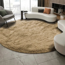 Strado Dywan okrągły Shaggy Strado 150x150 CappuccinoCamel (Jasny brązowy)