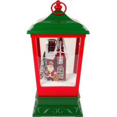 Leantoys Dekoracja świąteczna LeanToys Świąteczny Lampion Światełka Sypiący Śnieg Czerwono- Zielona