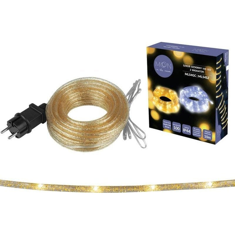 Noname PR Sznur ozdobny 100 LED z brokatem, złoty, światło ciepłe białe