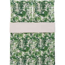 Beliani Komplet pościeli bawełnianej Greenwood biało-zielony 155x220 cm