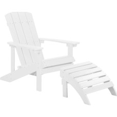 Beliani Krzesło ogrodowe z podnóżkiem białe ADIRONDACK