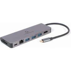 Gembird A-CM-COMBO5-05 USB Type-C 5-in-1 multi-port adapter (Hub + HDMI + PD + card reader + LAN)