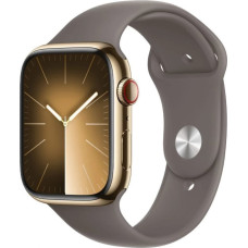 Apple Telewizor Apple Watch Series 9 GPS + Cellular, 41mm Koperta ze stali nierdzewnej w kolorze złotym z paskiem sportowym w kolorze popielatego bršzu - M/L