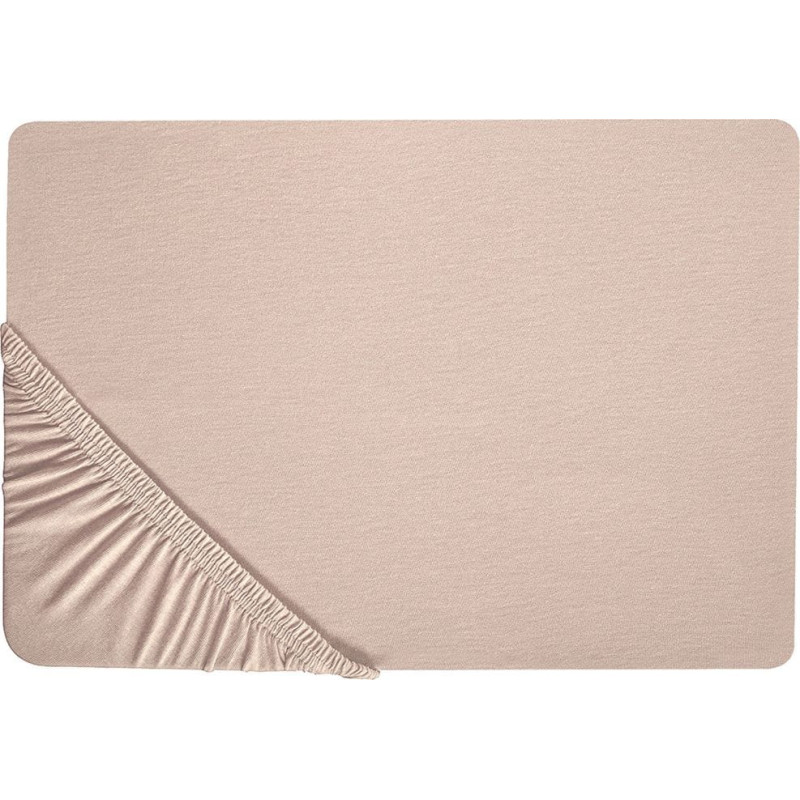 Shumee Bawełniane prześcieradło z gumką 200 x 200 cm beżowe HOFUF