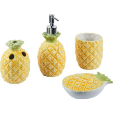 Beliani 4-częściowy zestaw akcesoriów łazienkowych ananas żółty MAICAO