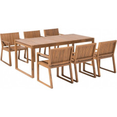 Beliani Zestaw ogrodowy akacjowy stół i 6 krzeseł jasne drewno SASSARI
