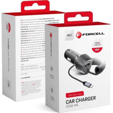 Forcell Ładowarka ForCell FORCELL CARBON ładowarka samochodowa USB QC 3.0 18W + kabel do Typ C 3.0 PD20W CC50-1AC czarny (Total 38W)
