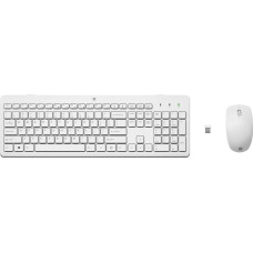 HP Klawiatura + mysz HP HP 230, Zestaw klawiatur z myszą optyczną bezprzewodową, AAA, CZ/SK, klasyczna, 2.4 [GHz], bezprzewodowa, biała
