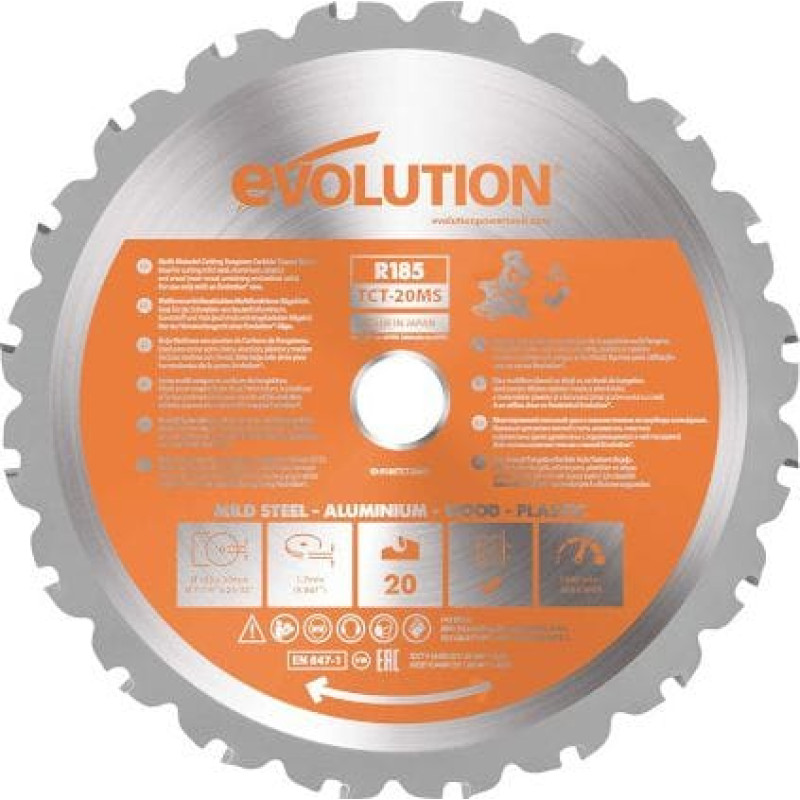 Evolution Piła widiowa TCT wielozadaniowa RAGE 185mm / 20z do pił ukośnych Evolution