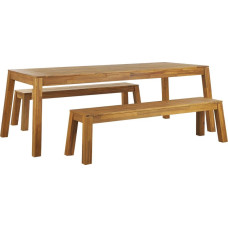 Shumee Zestaw ogrodowy akacjowy stół i ławki jasne drewno LIVORNO