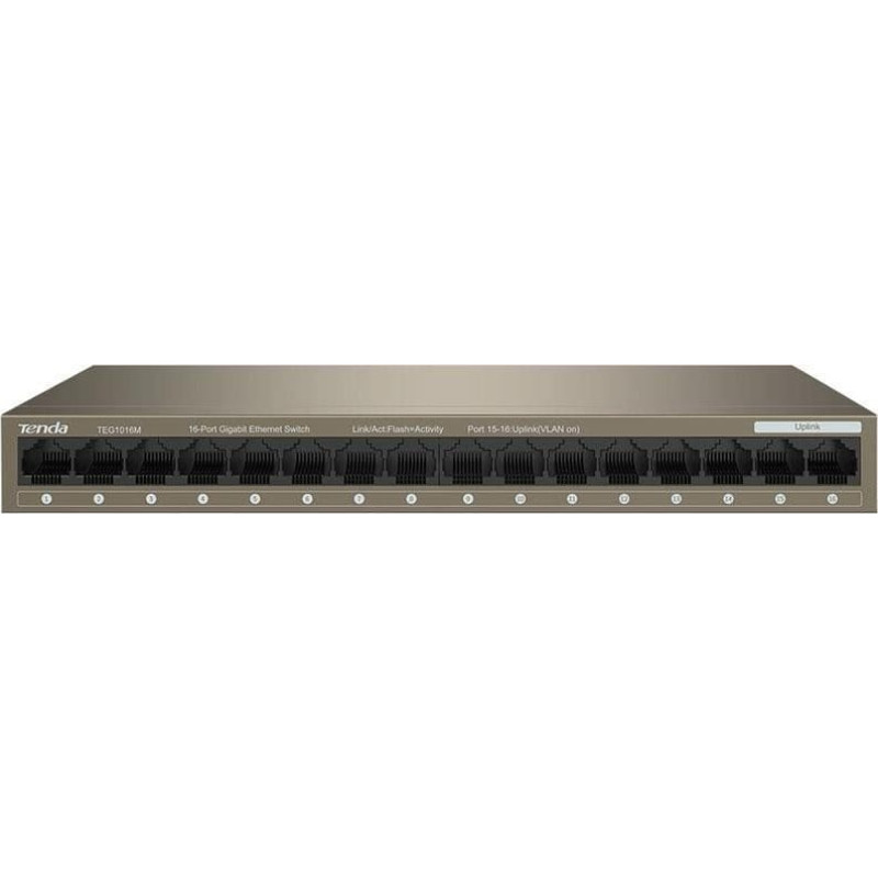 Tenda TEG1016M - 16-port Gigabit Ethernet Switch, 10/100/1000 Mbps, Fanless, Kov