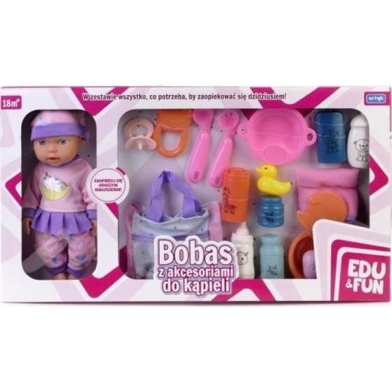 Artyk Bobas z akcesoriami do kąpieli w czapeczce 28cm Edu&Fun