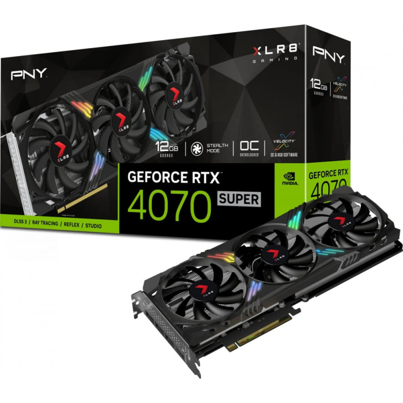PNY Karta graficzna PNY GeForce RTX 4070 SUPER XLR8 Gaming Verto Epic-X RGB OC 12GB GDDR6X (VCG4070S12TFXXPB1-O)