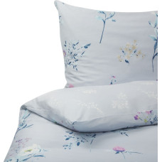 Shumee Komplet pościeli bawełnianej w kwiaty 200 x 220 cm niebieski EVERGREEN