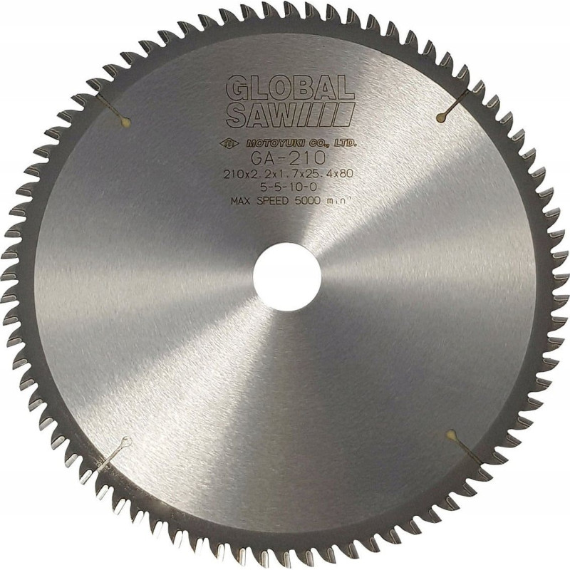 Global Saw Piła tarczowa do cięcia aluminium GLOBAL SAW 210 x 2,2/1,7 x 25,4mm / 80z CERMET