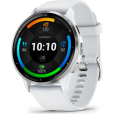 Garmin Venu 3 3,56 cm (1,4 collas) AMOLED 45 mm Digitāls 454 x 454 pikseļi Skārienekrāns Sudraba, balta Wi-Fi GPS (satelīts)
