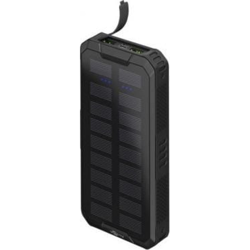 Goobay Outdoor Schnelllade-Powerbank 20.000 mAh mit Solar (schwarz, USB-C PD, QC 3.0)