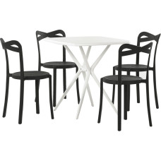 Beliani Zestaw ogrodowy stół i 4 krzesła biały z czarnym SERSALE/CAMOGLI