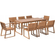 Beliani Zestaw ogrodowy akacjowy stół i 8 krzeseł jasne drewno SASSARI