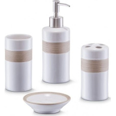 Zeller Zeller, 4-częściowy zestaw akcesoriów łazienkowych, biały/beżowy