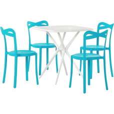 Beliani Zestaw ogrodowy stół i 4 krzesła biały z niebieskim SERSALE/CAMOGLI