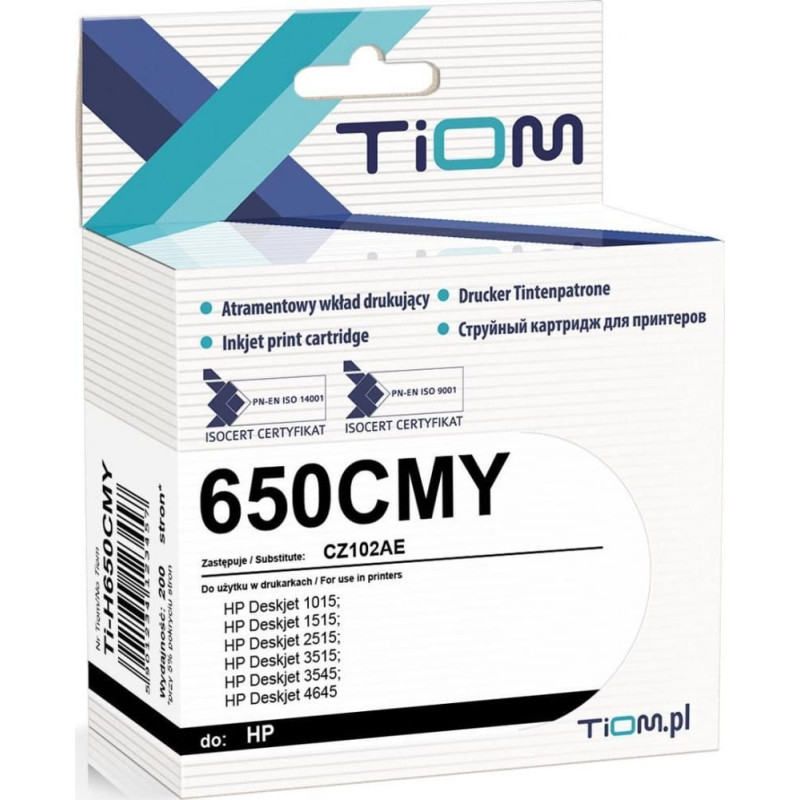 Tiom Tusz Tiom Tusz Tiom do HP 650CMY | CZ102AE | 8ml | color