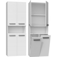 Topeshop Szafka łazienkowa Nel Dk 2K kosz 60cm biel mat