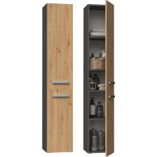 Top E Shop Topeshop NEL II ANT/ART bathroom storage cabinet Graphite, Oak