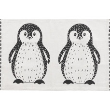 Beliani Dywan dziecięcy motyw pingwina 60 x 90 cm czarno-biały HAJDARABAD