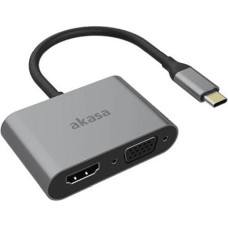 Akasa Stacja/replikator Akasa USB-C - HDMI - VGA Srebrny  (AK-CBCA23-18BK)