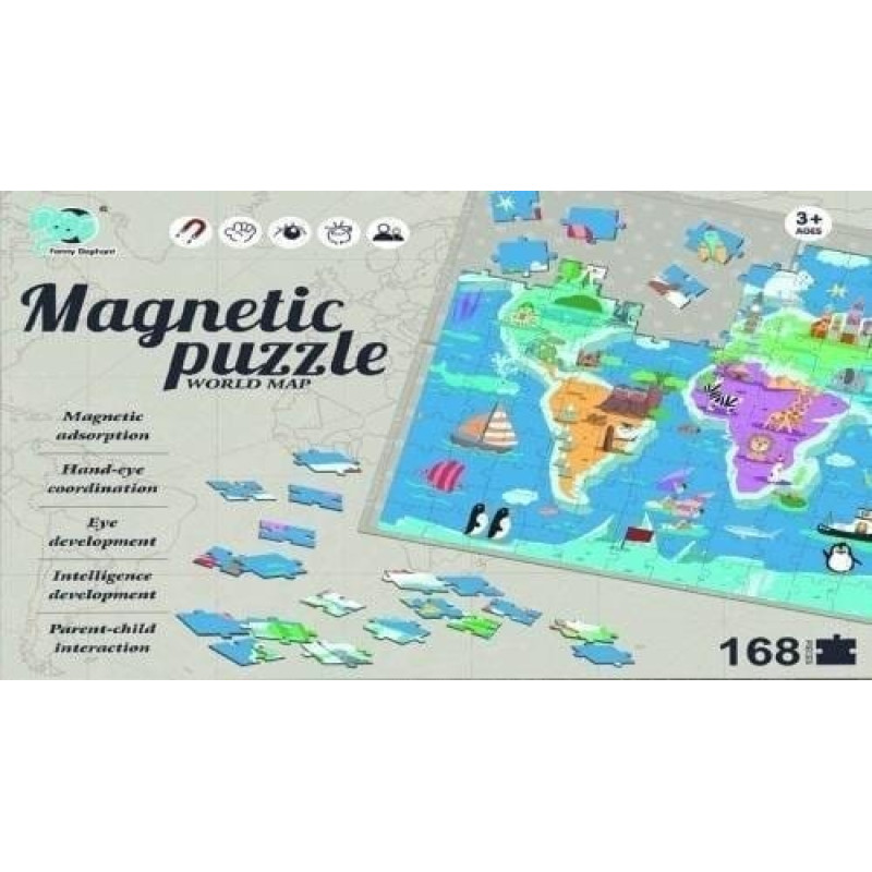 Mega Creative GRA EDUK MAGN PUZZLE MAPA SWIAT 30X23X6 PUD 9/18