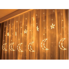 Noname PR Kurtyna świetlna LED, Gwiazdki i księżyce, światło ciepłe białe