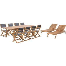 Beliani Lumarko Zestaw ogrodowy drewniany stół 8 krzeseł i 2 leżaki szary CESANA!