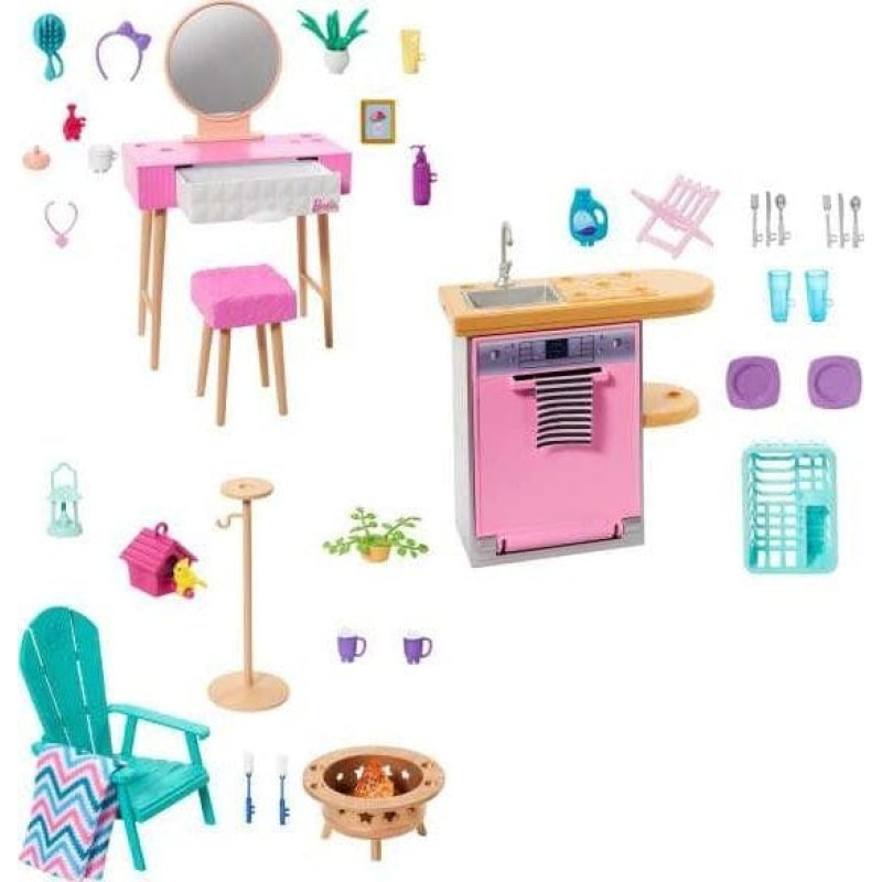 Mattel Barbie Mebelek + dekoracje Szykowanie się przy toaletce HJV35 /HJV32