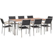 Beliani Zestaw ogrodowy stół drewniany eukaliptus i 8 krzeseł szarych GROSSETO