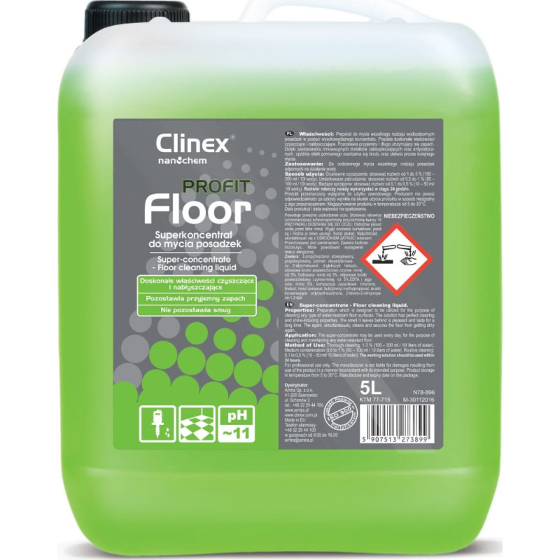 Clinex Superkoncentrat do mycia i czyszczenia nabłyszczania posadzek podłóg CLINEX PROFIT Floor 5L Superkoncentrat do mycia i czyszczenia nabłyszczania posadzek podłóg CLINEX PROFIT Floor 5L