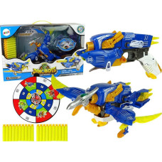 Import Leantoys Dinobots 2w1 Dinozaur Pistolet na Strzałki Niebieski Pterosaur Tarcza