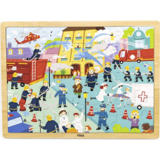 Viga Viga 44581 Puzzle na podkładce 48 elementów - poznajemy pracę strażaka