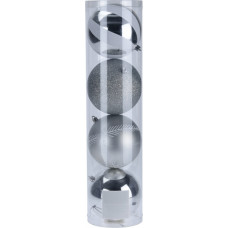 Mondex KOMPLET 4 BOMEBK ŚWIĄTECZNYCH 12CM SREBRNE