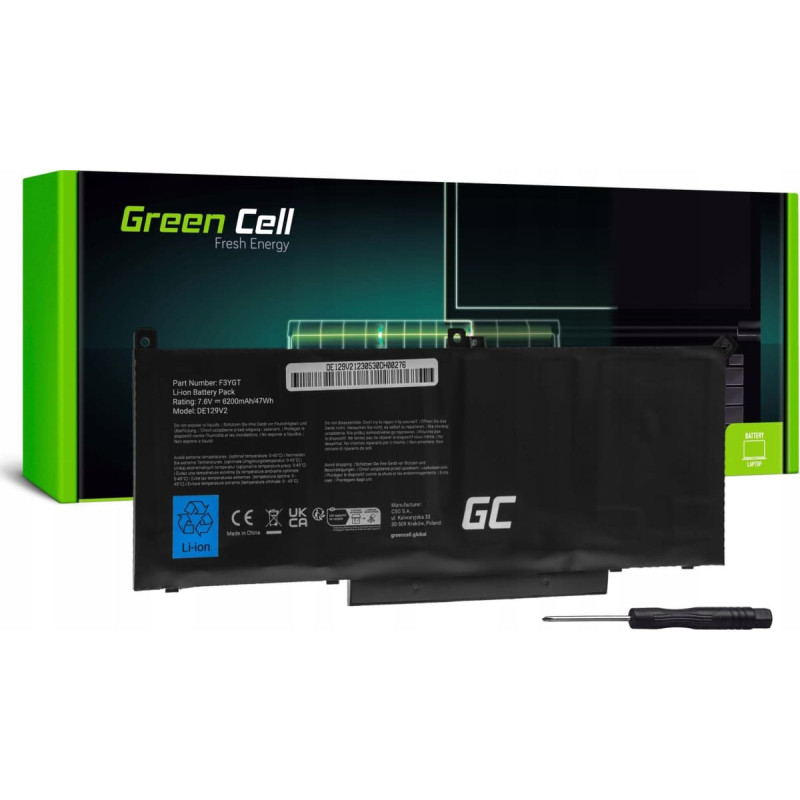 Green Cell Bateria Green Cell GREEN CELL battery F3YGT for Dell Latitude 7280 7290 7380 7490 7.6V 6200mAh